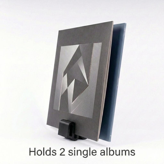 Black Vinyl Record Stand - Minimalist Album Display | Matte Black Holder for Desk