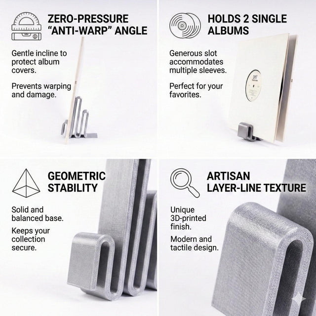 Silver Vinyl Record Stand - Chrome Vinyl Holder & Industrial Album Display