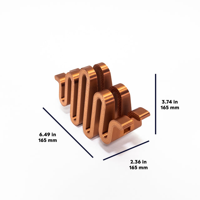 a close up of a metal object with measurements