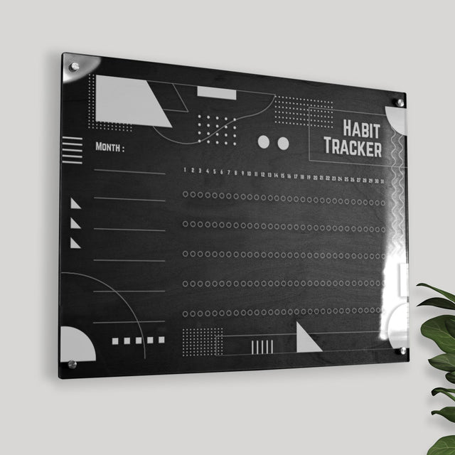 Wood & Acrylic Habit Tracker - Art Deco - Quetzal Studio