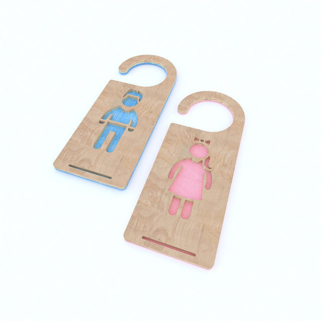 Personalized Wood and Felt Door Hanger - Boy or Girl - Quetzal Studio