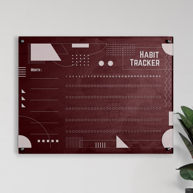 Wood & Acrylic Habit Tracker - Art Deco - Quetzal Studio