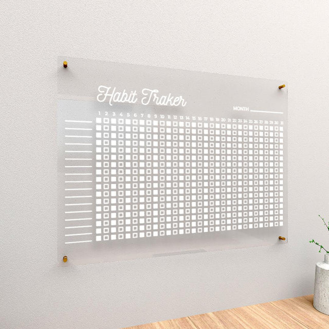 Acrylic Wall Calendar Planner - Habit Tracker - Memphis - Quetzal Studio