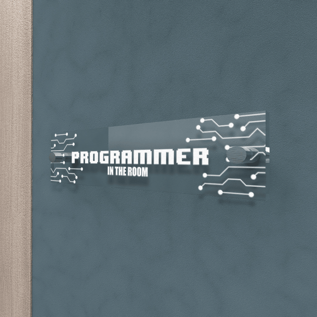 Personalized Acrylic Door Plate - Programmer - Engraved Plate For Office or Home - Quetzal Studio