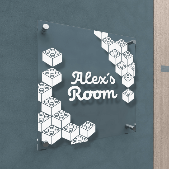 Personalized Acrylic Door Plate - Kids Room - Engraved Plate For Office or Home - Quetzal Studio