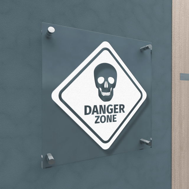 Personalized Acrylic Door Plate - Danger Zone - Engraved Plate For Office or Home - Quetzal Studio