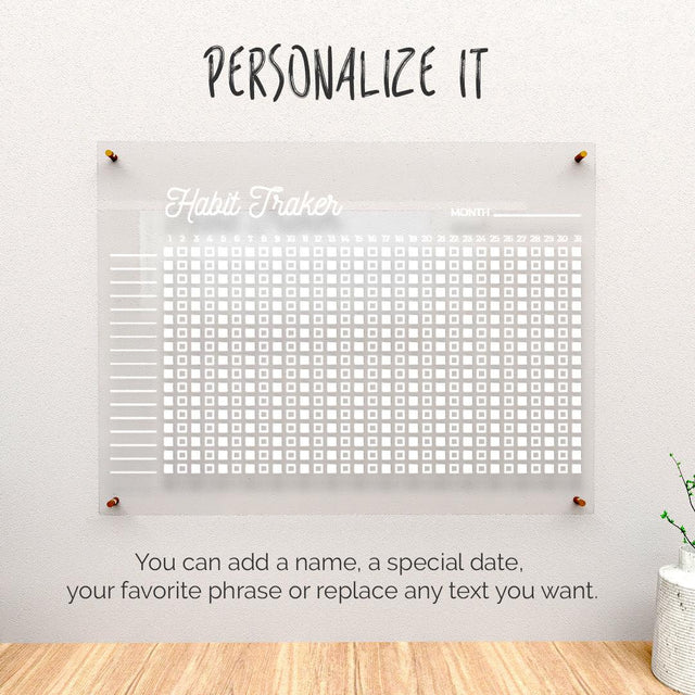 Acrylic Wall Calendar Planner - Habit Tracker - Memphis - Quetzal Studio