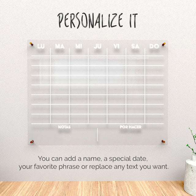 Acrylic Wall Calendar Planner - Weekly - Techno - Quetzal Studio