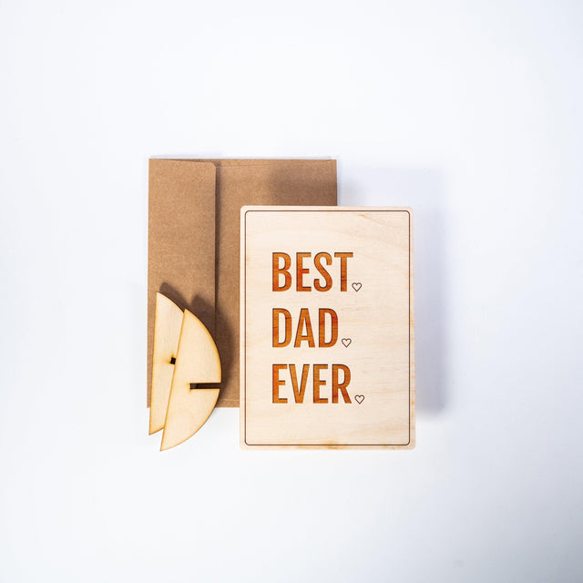 Wood Greeting Card - Best Dad Ever - Quetzal Studio