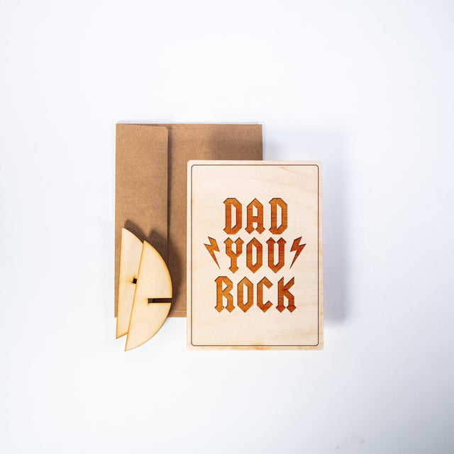 Wood Greeting Card - Dad You Rock - Quetzal Studio