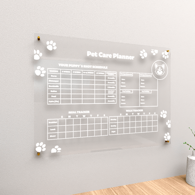 Acrylic Wall Calendar Planner - Dog Care Planner - Quetzal Studio