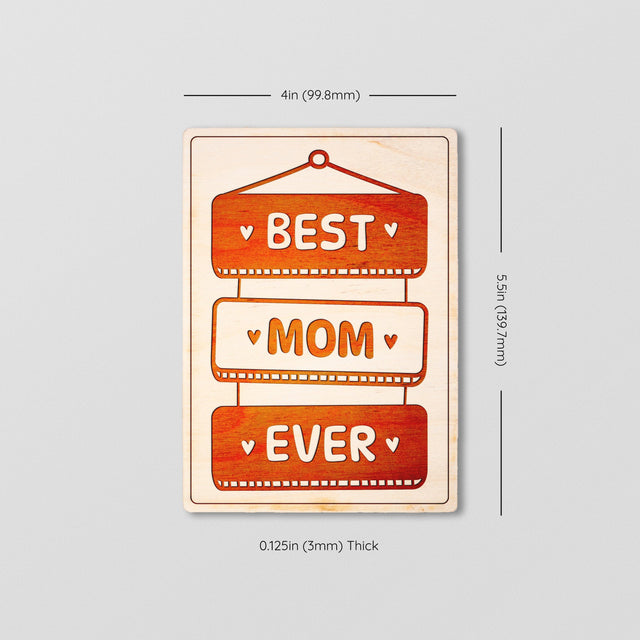 Wood Greeting Card - Best Mom Ever - Quetzal Studio