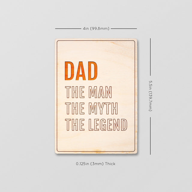 Wood Greeting Card - The Man The Myth The Legend - Quetzal Studio
