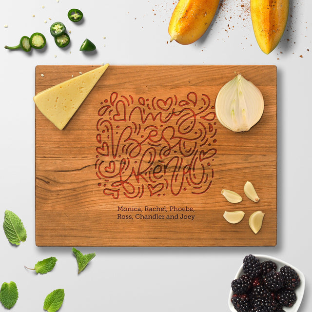 Personalized Cutting Board - Best Friends - Maple, Cherry or Walnut - Quetzal Studio