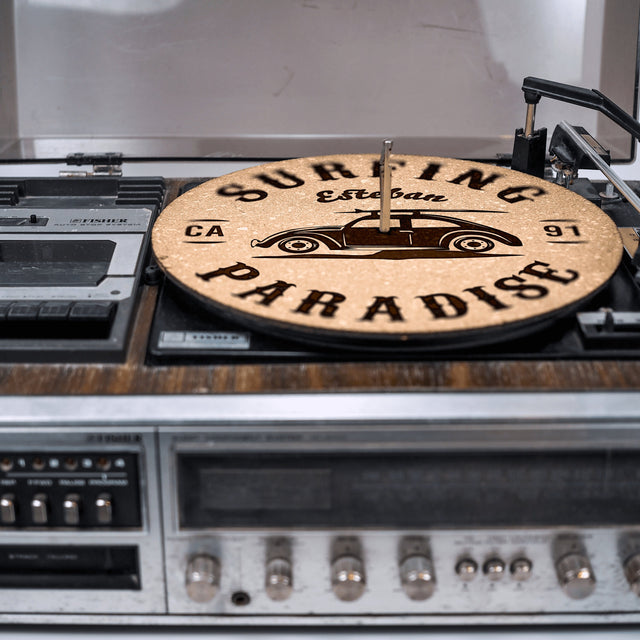 Surfing Cork Turntable Slipmat | Enhanced Static-Repellant Audiophile Vinyl Accessory | Quetzal Studio