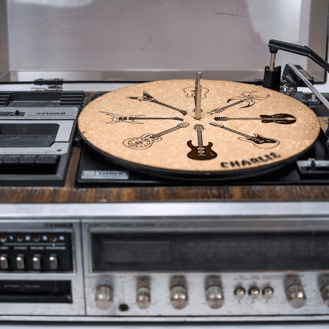 Rock Guitars Cork Turntable Slipmat | Enhanced Static-Repellant Audiophile Vinyl Accessory | Quetzal Studio