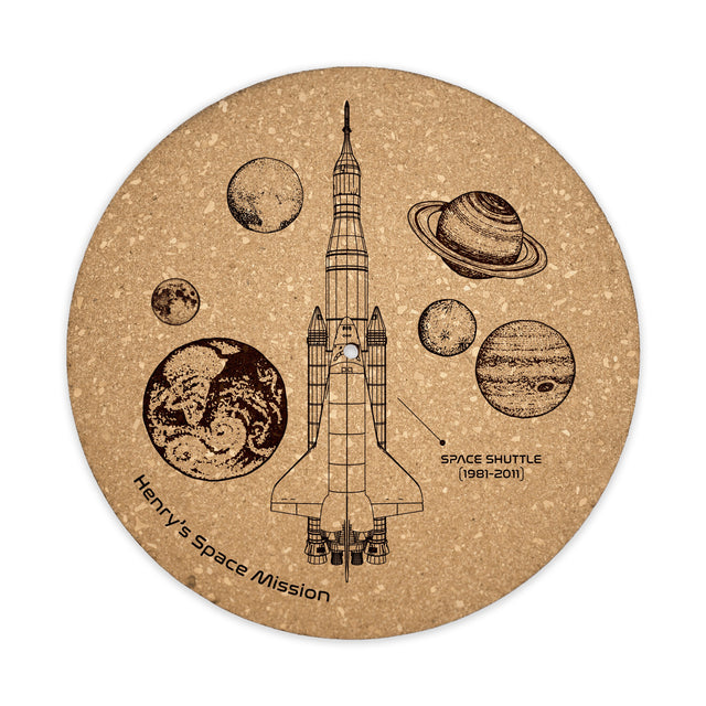 Space Rocket Cork Turntable Slipmat | Enhanced Static-Repellant Audiophile Vinyl Accessory | Quetzal Studio