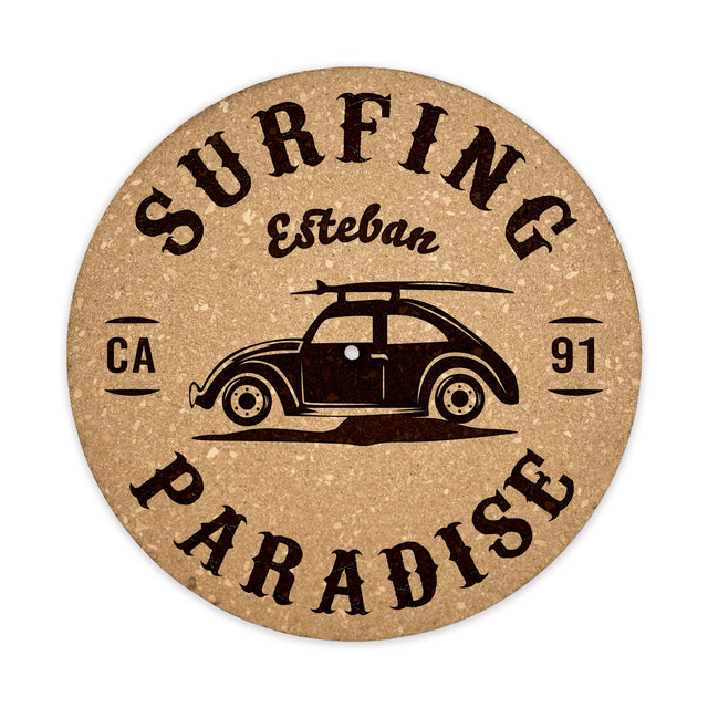 Surfing Cork Turntable Slipmat | Enhanced Static-Repellant Audiophile Vinyl Accessory | Quetzal Studio