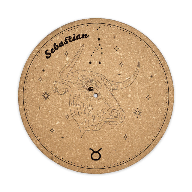 Tauro Turntable Slipmat premium personalized cork mat custom unique gift for DJ vinyl collector music lover record audiophile handmade