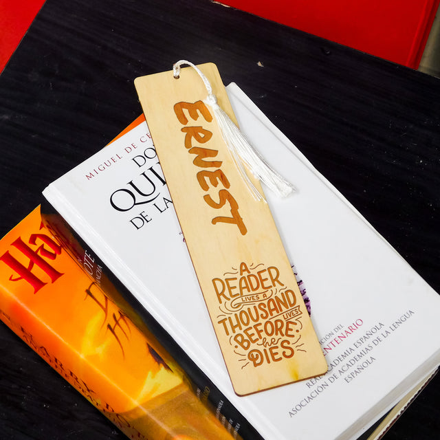 Personalized Wood Bookmark with Tassel - A Readers Lives