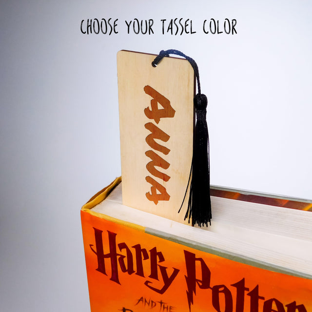 Personalized Wood Bookmark with Tassel - CLOWN SWING - Quetzal Studio