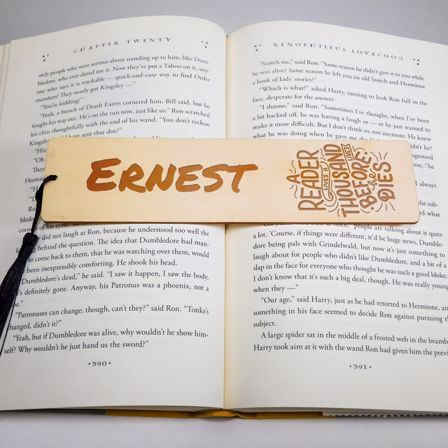 Personalized Wood Bookmark with Tassel - A Readers Lives