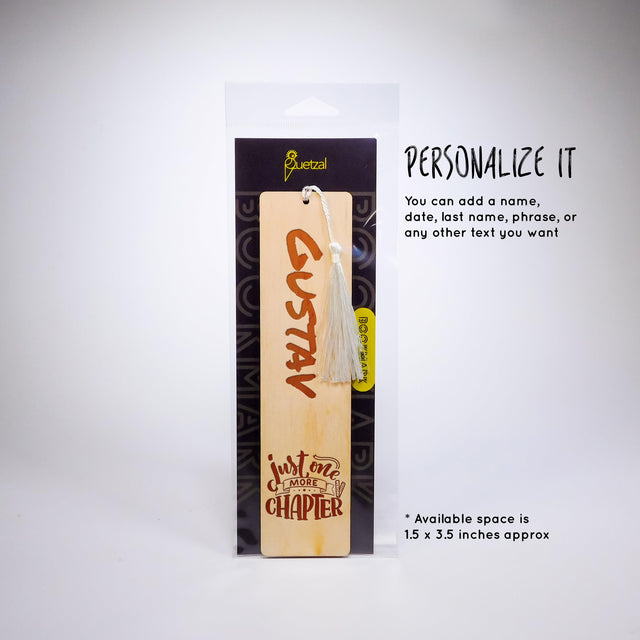 Personalized Wood Bookmark with Tassel - ONE MORE CHAPTER - Quetzal Studio