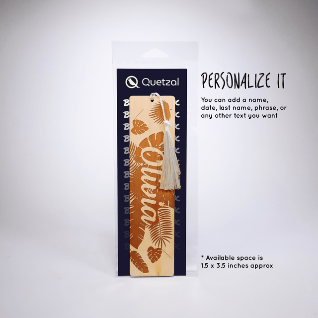 Personalized Wood Bookmark with Tassel - Plants - Quetzal Studio