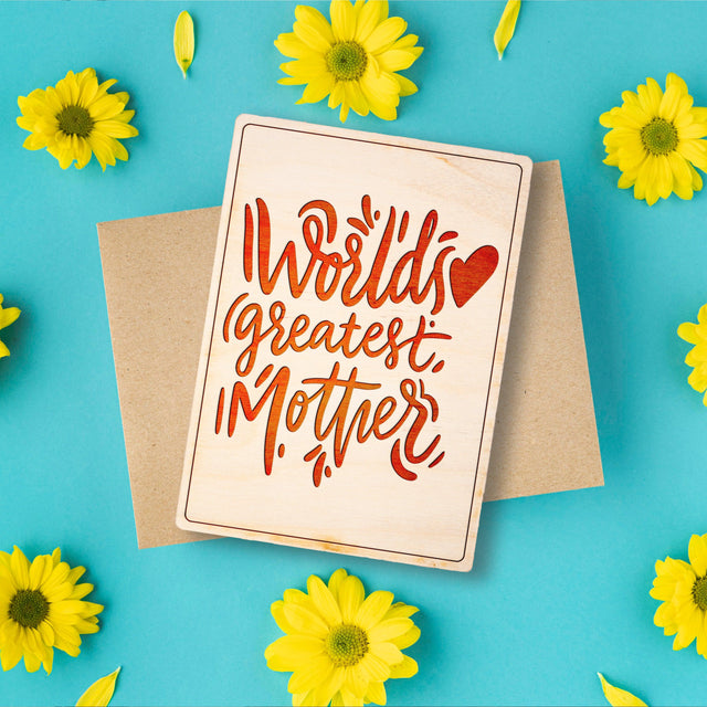 Wood Greeting Card - World's Greatest Mother - Quetzal Studio