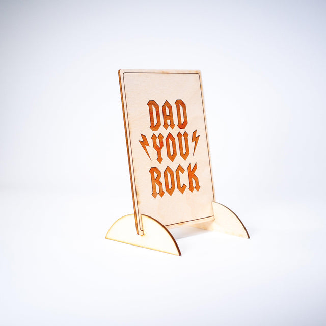 Wood Greeting Card - Dad You Rock - Quetzal Studio