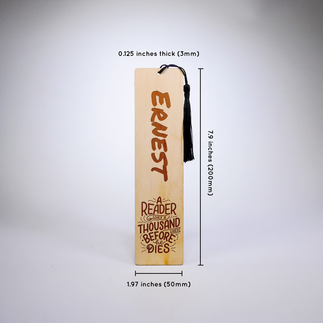 Personalized Wood Bookmark with Tassel - A Readers Lives