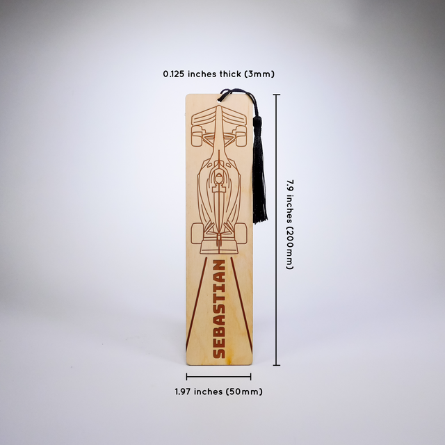 Personalized Wood Bookmark with Tassel  - Formula 1