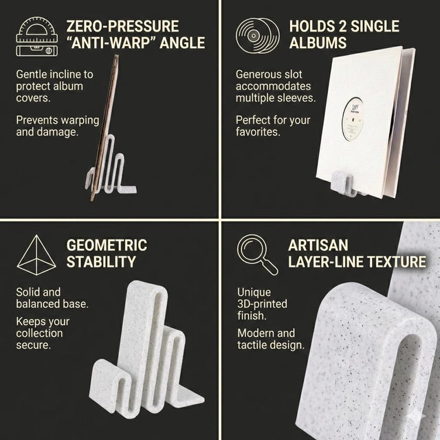 Marble Vinyl Record Stand – Modern 3D Printed Faux Stone Album Display