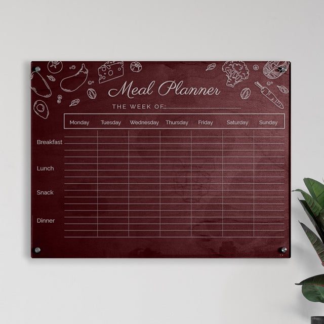 Wood & Acrylic Wall Calendar Planner - Meal Planner - Classic - Quetzal Studio