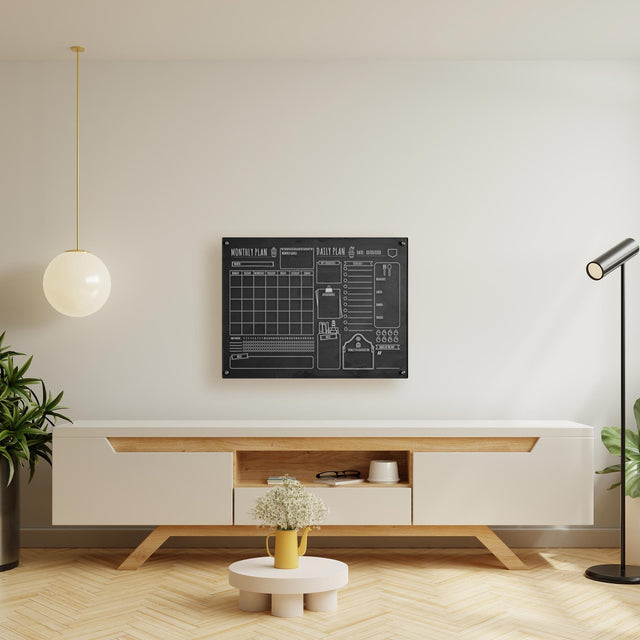 Wood & Acrylic Wall Calendar Planner - Monthly Daily - Drawings - Quetzal Studio