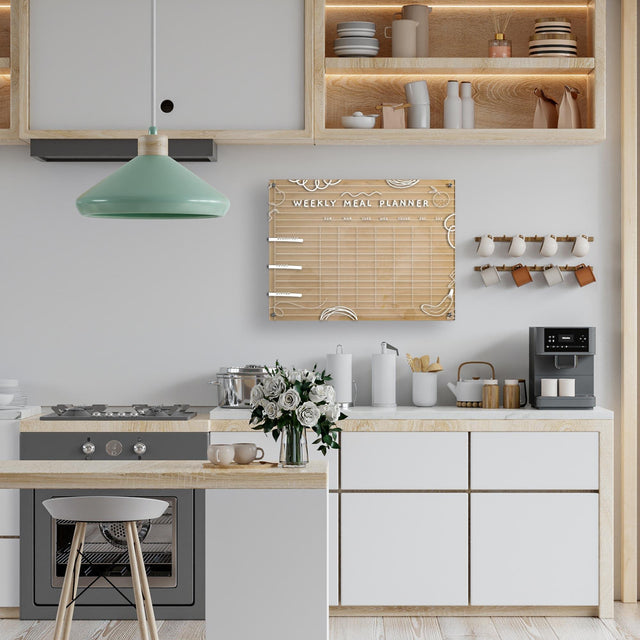 Wood & Acrylic Wall Calendar Planner - Meal Planner - School - Quetzal Studio