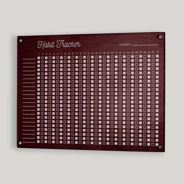 Wood & Acrylic Wall Calendar Planner - Habit Tracker - Memphis