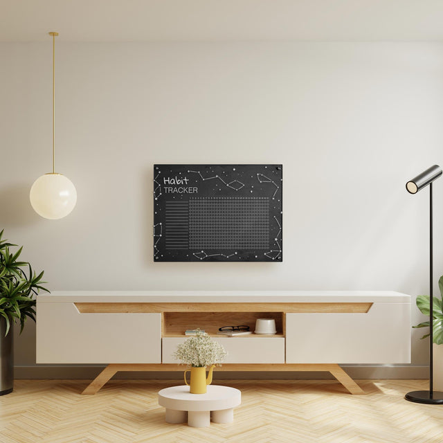 Wood & Acrylic Wall Calendar Planner - Habit Tracker - Constellations - Quetzal Studio