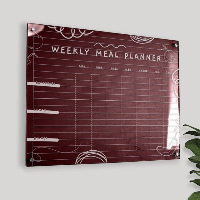 Wood & Acrylic Wall Calendar Planner - Meal Planner - School