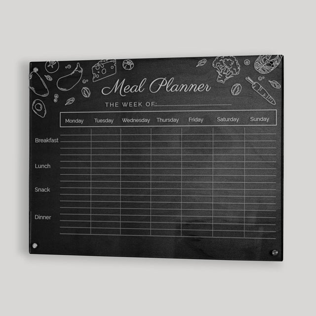 Wood & Acrylic Wall Calendar Planner - Meal Planner - Classic - Quetzal Studio