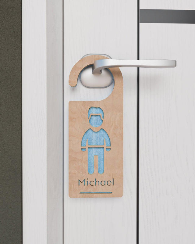 Personalized Wood and Felt Door Hanger - Boy or Girl - Quetzal Studio