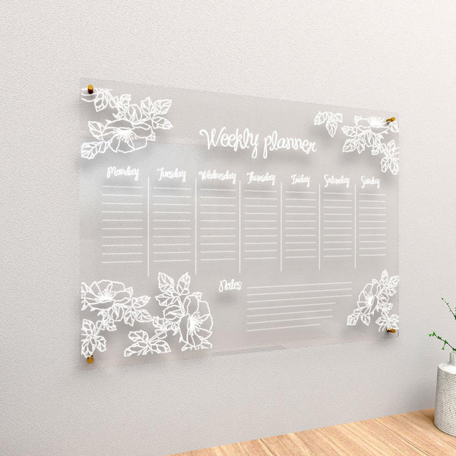 Acrylic Wall Calendar Planner - Weekly Planner - Flowers