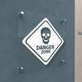 Personalized Acrylic Door Plate - Danger Zone - Engraved Plate For Office or Home - Quetzal Studio