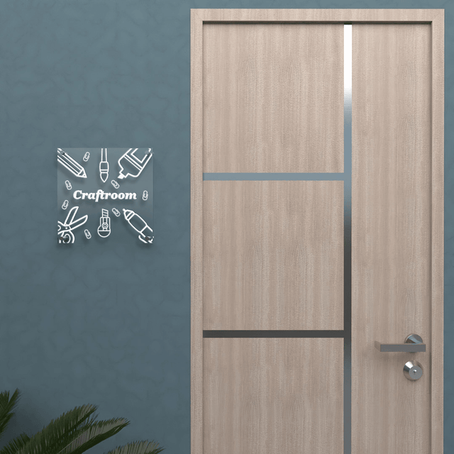 Personalized Acrylic Door Plate - Craftroom - Engraved Plate For Office or Home - Quetzal Studio