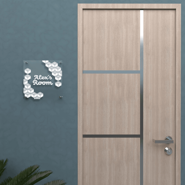 Personalized Acrylic Door Plate - Kids Room - Engraved Plate For Office or Home