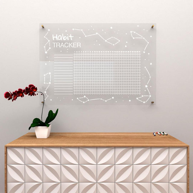 Acrylic Wall Calendar Planner - Habit Tracker - Constellations - Quetzal Studio