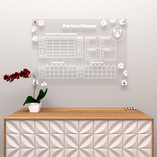 Acrylic Wall Calendar Planner - Dog Care Planner - Quetzal Studio