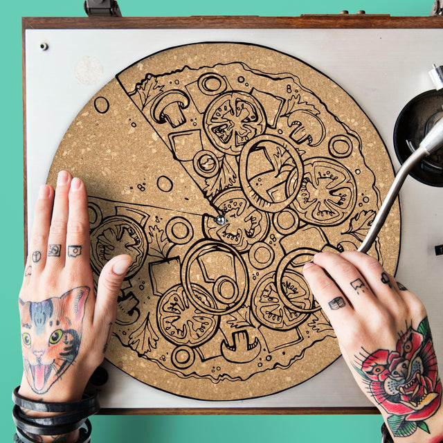 Pizza Turntable Slipmat - Audiophile-Grade Cork | Quetzal Studio - Quetzal Studio