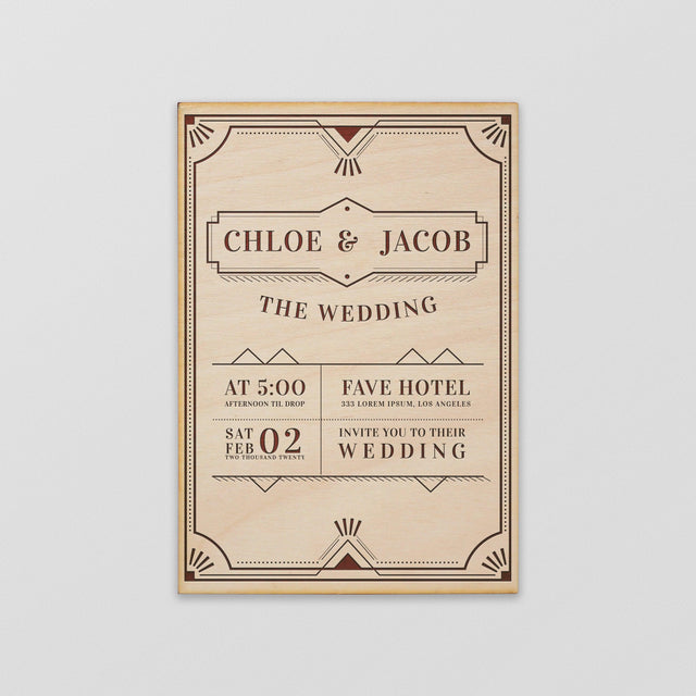 Personalized Wood Invitation - Chloe - Quetzal Studio