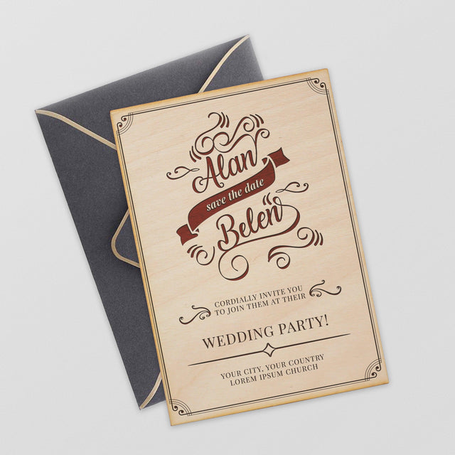 Personalized Wood Invitation - Belen - Quetzal Studio